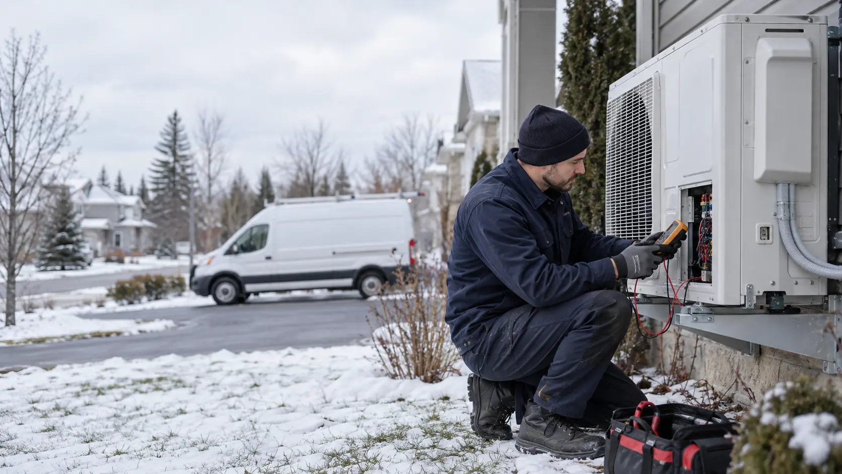 HVAC Services Ottawa technician servicing a gas furnace in an Ottawa basement